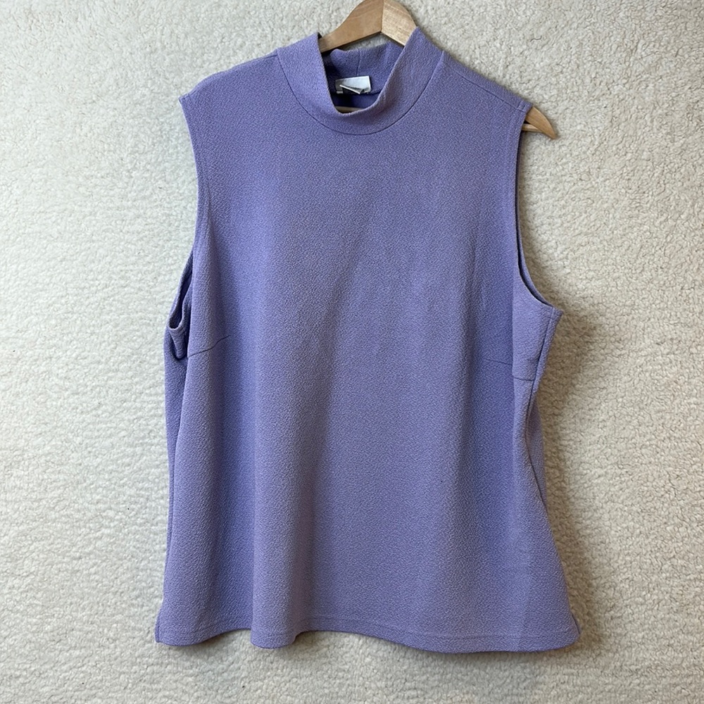 Fashion Bug Womens Purple Lavender Stretch Mock Neck Sleeveless Top 22W/24W PLUS